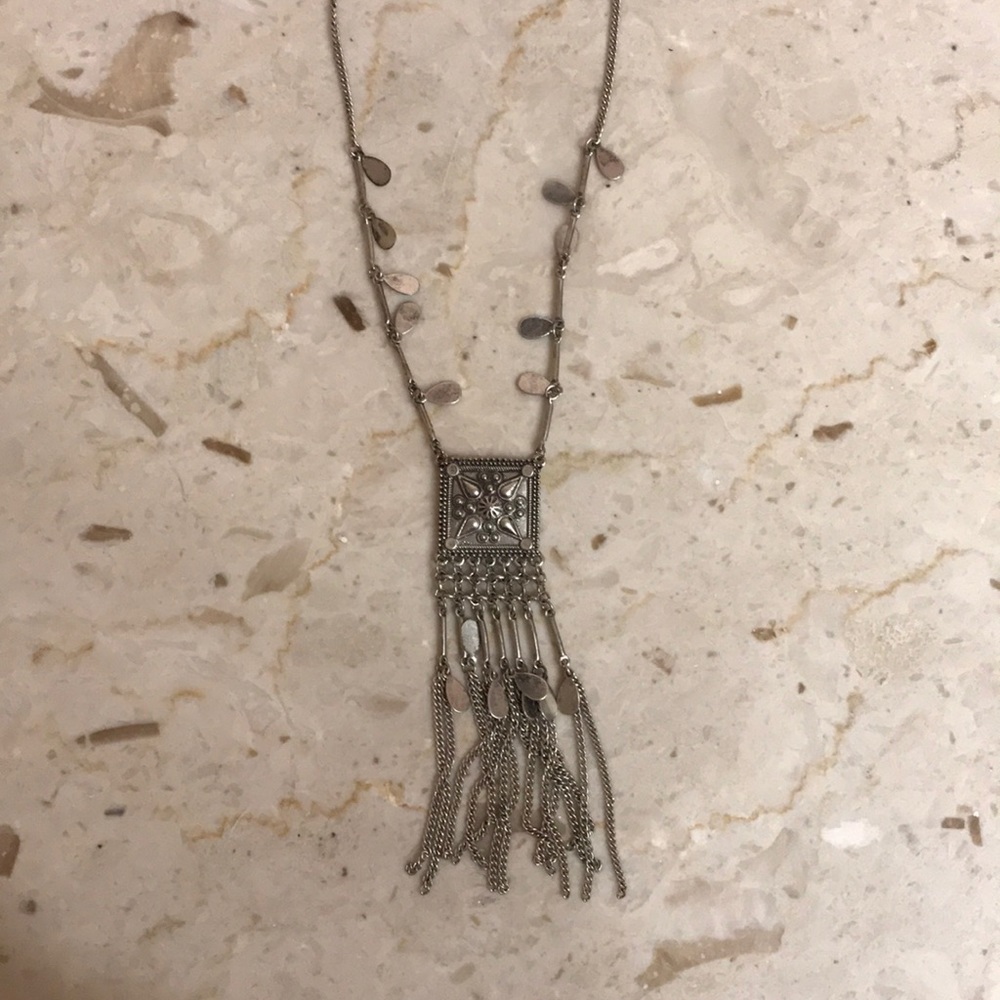 Long silver necklace